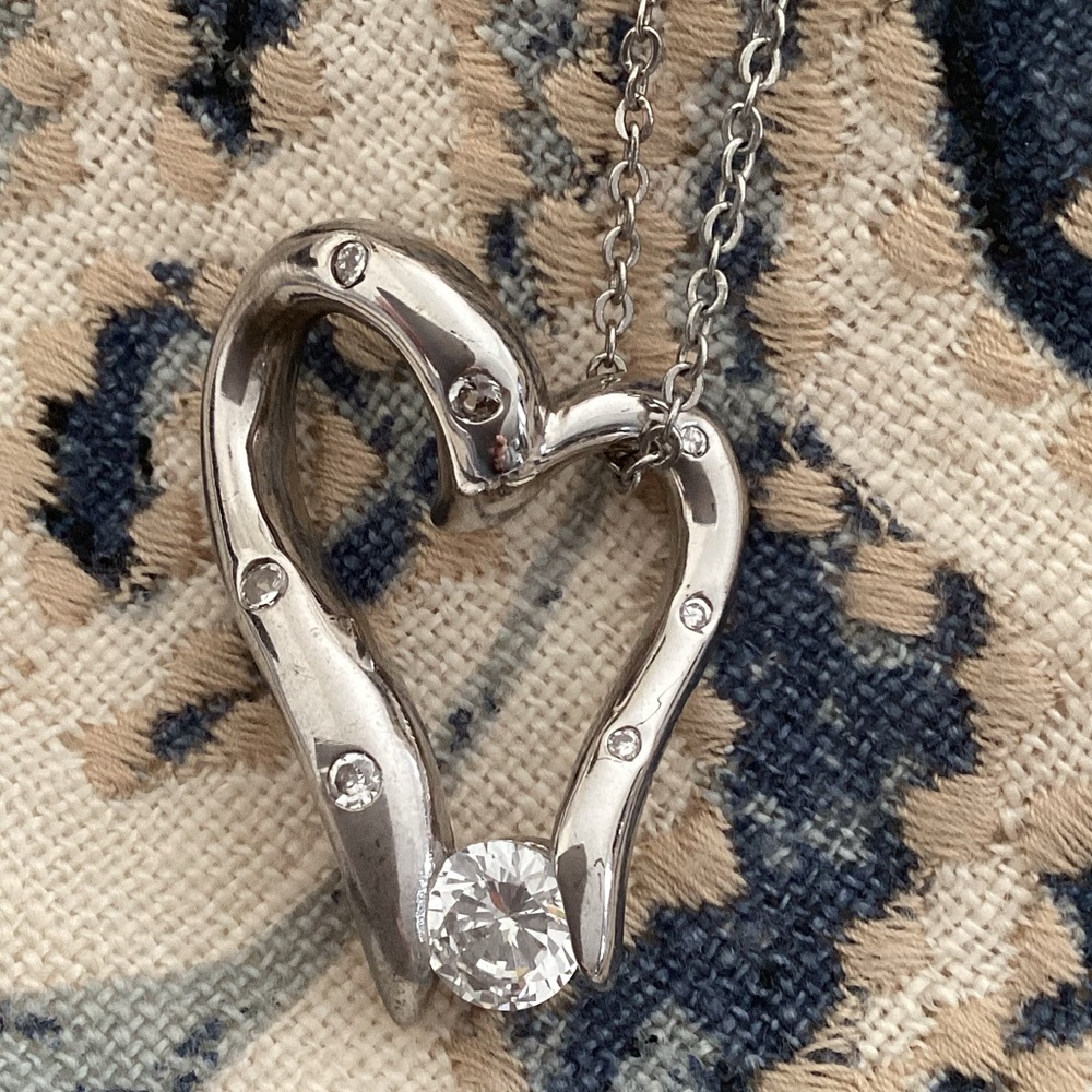 Silver with stone heart necklace